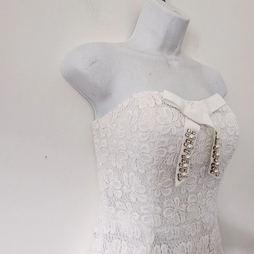 Lilly Pulitzer Larter Dress Lace Strapless Dress Weeding white Size 0 - Picture 9 of 15